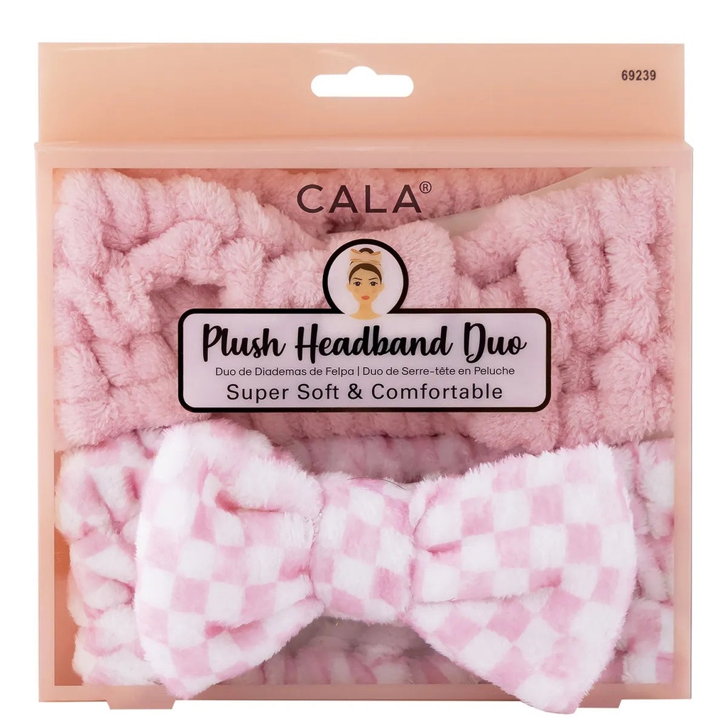 Cala Plush Headband Duo Pink