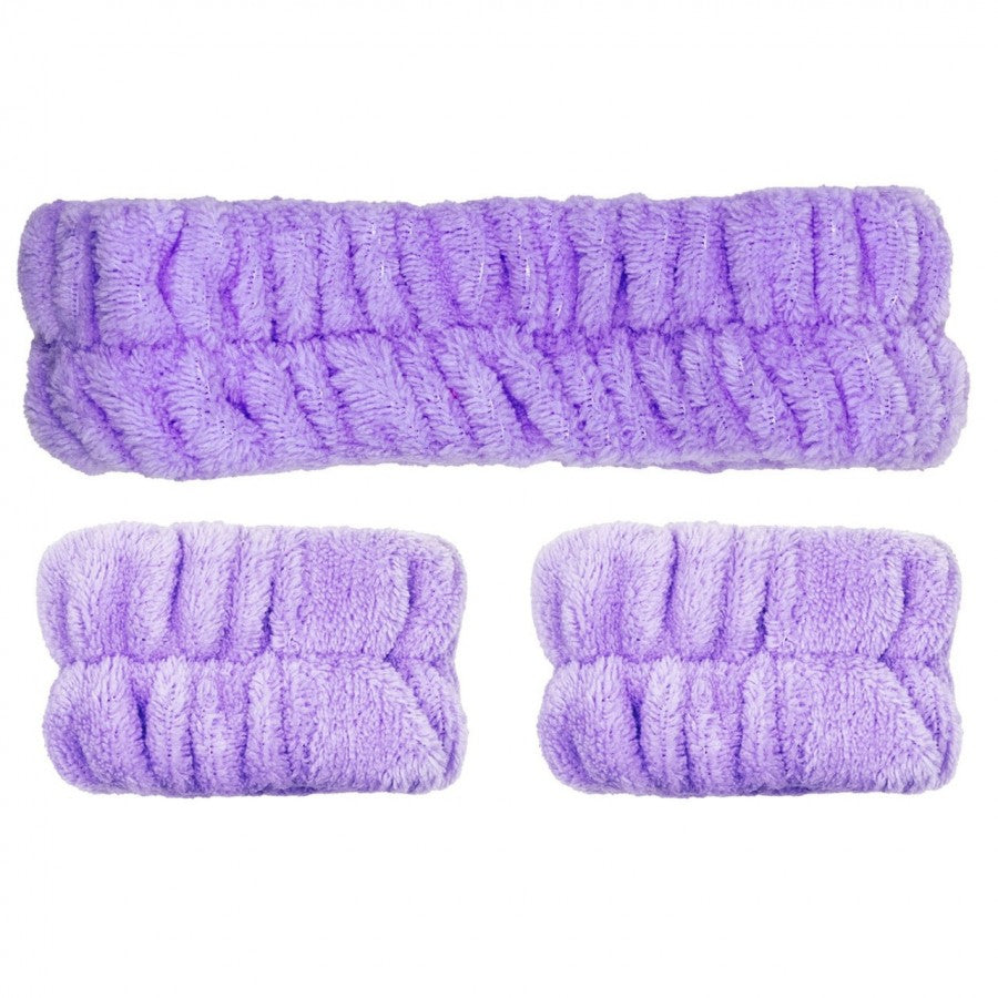Cala Plush Headband and Wristband Set- Lavender
