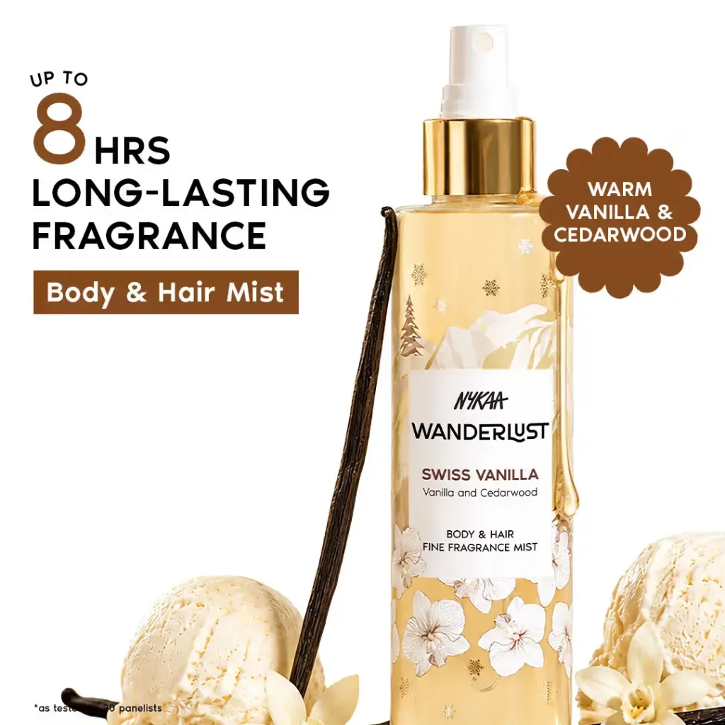Nykaa Wanderlust Swiss Vanilla Body & Hair Fine Fragrance Mist